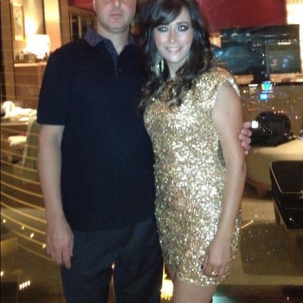 Alice + Olivia gold sequined dress size XS